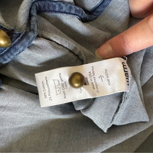Warm Brand XS Blue Chambray Wrap Dress - Picture 10 of 10